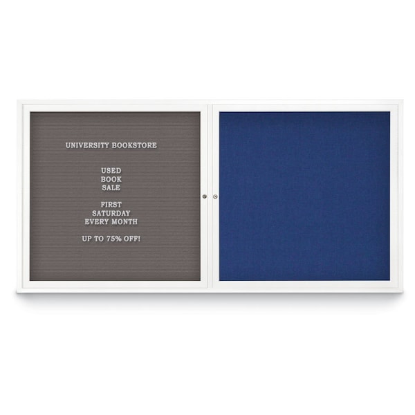 Corkboard, Single Door, Radius Frame, 18x24", Black/Cloud